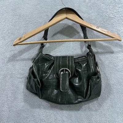 Vtg Faux Croc Leather Shoulder Bag 12 x 7 Green Y2K Grunge Whimsigoth - Image 1 of 4