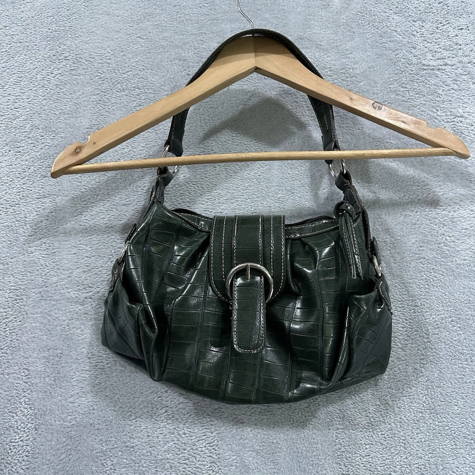 Bolso de Hombro De Colección Imitación Cuero Cocodrilo 12 x 7 Verde Y2K Grunge Whimsigoth Foto 1 de 4