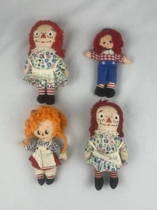 VTG Mini Knickerbocker Raggedy Ann and Andy Stuffed Dolls Lot of 4 - Picture 1 of 13