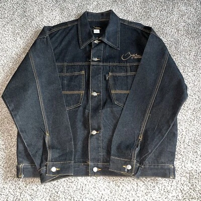Brooklyn Express Jean Jacket Distressed Black XXL Denim 100% Cotton Mens - Image 1 of 4