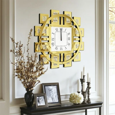 WISFOR Orologio da parete moderno 60 cm grande specchio orologio da parete soggiorno decorazione numeri romani