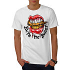Wellcoda Bite The Bullet Mens T-shirt, Smile Lips Graphic Design Printed Tee