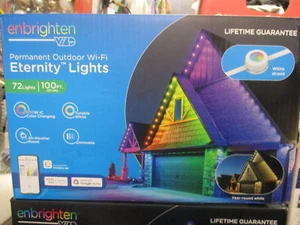 Enbrighten Permanent Outdoor Wi-Fi Eternity Lights 100ft Dimmable White Cord NOB - Picture 1 of 4