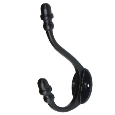 Gancho de pared doble medieval | Soporte accesorio decorativo rústico de hierro forjado a mano Foto 1 de 2