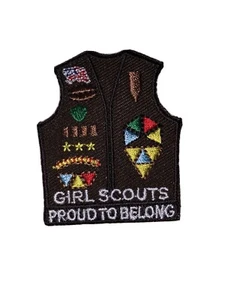 Girl Scouts Uniform Vest Shape Patch Badges SCOUT Proud To Belong - Picture 1 of 3