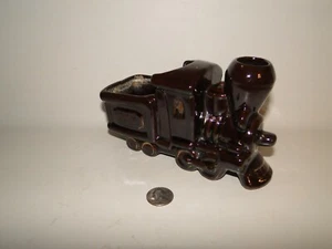 Vintage Brown Pottery Train Engine Planter, Japan - Picture 1 of 10