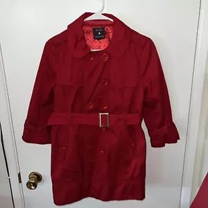 FOREVER 21 Red Woven Belted Wrap Trench Lapel Jacket Pea Coat Size M - Picture 1 of 24
