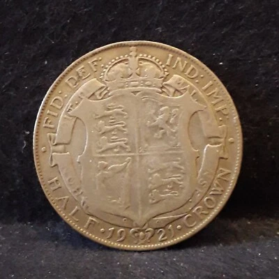 Gran Bretaña 1921 media corona de plata, Jorge V, grado decente, KM-818.1a (GB10) Foto 1 de 4