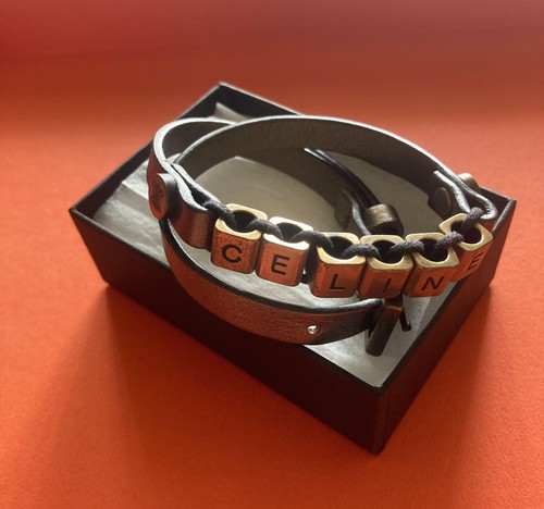 Bracciale donna Celine vintage in pelle di bronzo