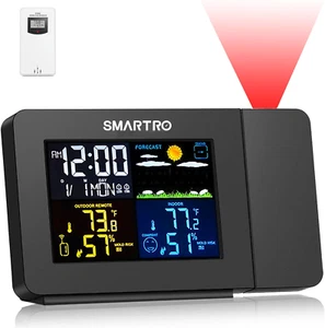 SC91 Projection Alarm Clock for Bedrooms with Weather Station, Wireless Indoor O - Picture 1 of 12