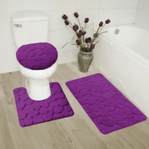 NEW MEMORY FOAM BATHROOM SET DESIGN STANDS OUT WITH RUBBER BACKING SOLID ROCK  - Picture 1 of 17
