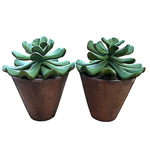 POTTERY BARN Artificial Succulent Plant 6” (set of 2) Clay Pots - Picture 1 of 7