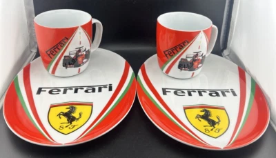 Pair of FERRARI F1 World Champions COFFEE MUG/ESPRESSO CUPS & PLATES - Rare - Image 1 of 4