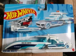 2022 Hot Wheels Super Rigs SEA-NIC ROUTE Yacht Boat Hauler Truck w/ Trailer NEW! - Picture 1 of 4