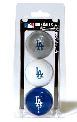 Los Angeles Dodgers 3 Pack Golf Balls [NEW] MLB White Golfing Pk Ball Cover