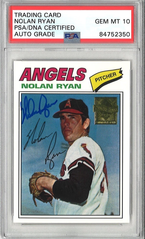 Nolan Ryan Signed 1998 Topps 1977 Reprint Card #10 PSA 84752350 GEM MINT 10 AUTO - Image 1 of 1