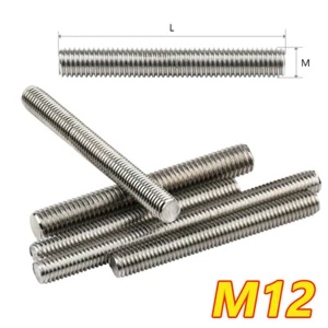 A2 Edelstahl Vollgewindestange Stab M12 40-300 mm Schrauben Bolzen Güte 18-8 - Bild 1 von 10