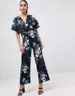 NEW LIPSY FLORAL PRINT CAPE SLEEVE TIE WAIST WIDE LEG JUMPSUIT PARTY LOOK UK