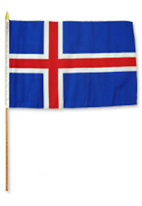 12x18 12"x18" Iceland Stick Flag wood staff