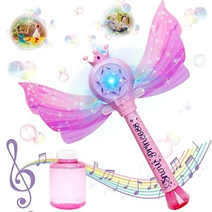 Seifenblasenmaschine Kinder Seifenblasenpistole mit Licht+ Sound Feenstab Rosa - Bild 1 von 21
