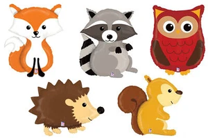 Set of 5 XL Woodland Animal Foil Mylar Balloons Forest Friends Lovable Critters - Picture 1 of 6