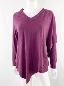 Maglione morbido Dintorni taglia PS viola manica lunga scollo a V pullover tunica - Foto 1 di 7