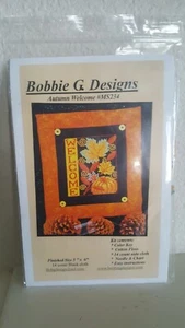 Autumn Fall Welcome Cross Stitch Kit Bobbie G Designs Aida Cloth NEW - Picture 1 of 4
