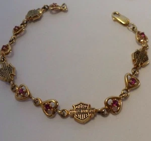 Pulsera Harley Davidson Oro 10K Granate Enero Corazón Hermoso - Imagen 1 de 1