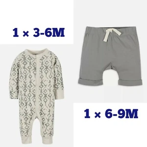 Gerber Modern Moments Organic Baby Boy Tribal Coverall and Grey Balloon Shorts - Picture 1 of 3