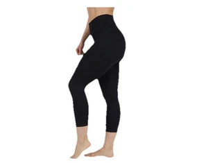 90 DEGREE BY REFLEX LUX INTERLINK WIDE WAIST CAPRI LEGGING BLACK SMALL NEW - Picture 1 of 9