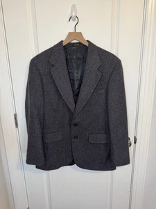 Oscar De La Renta Herren Grau Tweed Lammwolle Sport Mantel Anzug Sakko Blazer 40 S - Bild 1 von 9