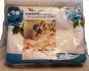 Vintage Chatham Esmond Polyester Blanket 72x90 Sunset Rose Blue Satin Trim NOS - Picture 1 of 7