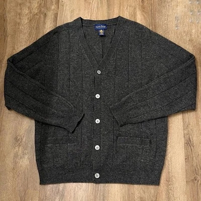 Cárdigan suéter gris tejido a rayas verticales para hombre talla M Club Room 100 % lana de cordero Foto 1 de 4