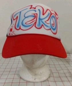 TEKO Trucker Rooe Cap Cappello Rosso Bianco Blu Uomo Maglia Schiuma Regolabile - Foto 1 di 7