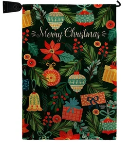Colorful Ornament Burlap Garden Flag Set Mailbox Hanger Wintertime Christmas ... - Picture 1 of 12