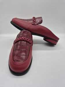 ECCO Women's Shoes Mules Size 8 8.5 US 39 EU Red Leather Croc Embossed (193 - Picture 1 of 11