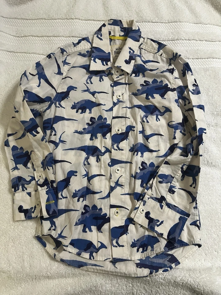 Mini Boden Boys Button Up Shirt With Dino’s- Size 5-6 - Image 1 of 1
