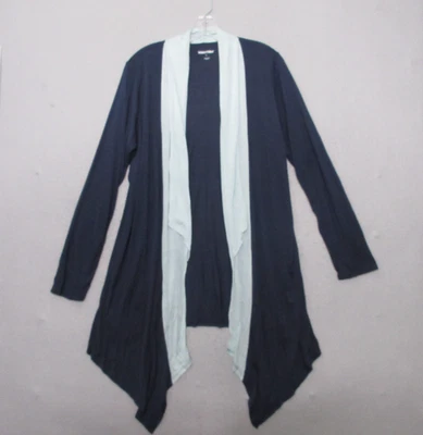 Cárdigan de Invierno Sedas Top Grande Azul Seda Mezcla Modal Tejido Fino Cubrir Suave Foto 1 de 4