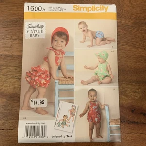Simplicity Vintage Baby Romper Sewing Pattern 1600. Sz XXS-L - Picture 1 of 7