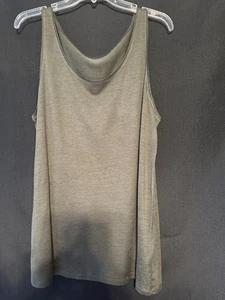 Camiseta sin mangas EILEEN FISHER para mujer grande L verde oliva seda algodón ligera usada en excelente estado - Imagen 1 de 4