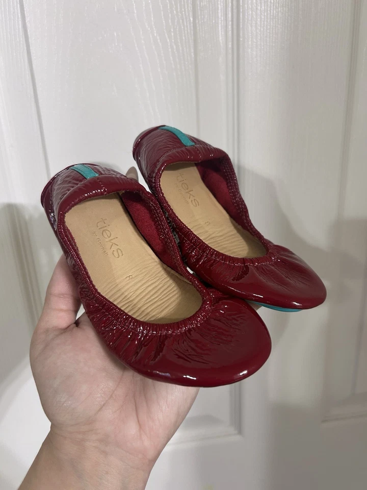 Tieks By Gavrieli Mini Ruby Red Tieks Leather Ballet Flats Shoes Girls Size 8  - Image 1 of 3