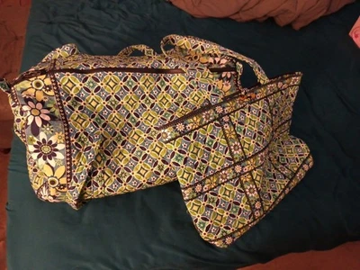 Vera Bradley Juego de 2 Piezas Azul Verde Estampado Floral Bolso de Lona y Bolso de Mano a Juego Foto 1 de 4