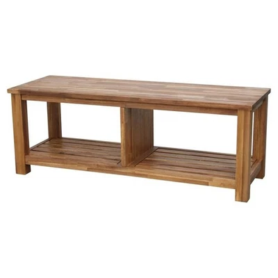 New Pacific Direct Tiburon 43.5" Solid Acacia Wood TV Bench in Brown/Amber - Image 1 of 4