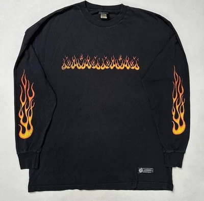 Vintage 1990sNike Limited Edition Flames Long Sleeve Shirt Sleeve Prints Fire - Image 1 of 4