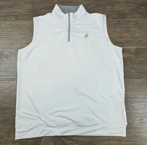 Chaleco Peter Millar Para Hombres XL Blanco Vellón 1/4 Cremallera Campo de Golf Logo Sin Mangas - LEER - Imagen 1 de 7