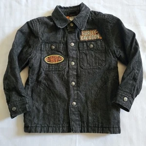 Harley Davidson Toddler's Denim Jacket Size 4T Dark Wash Cotton Quilted Lining - Picture 1 of 7