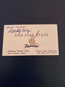 Dewey King Signed Business Card Auto Autograph San Jose State Football Coach - Picture 1 of 2