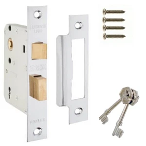 Modern Chrome 3 LEVER SASHBOLT 2.5" Mortice Dead Lock Latch Internal/Shed Doors - Picture 1 of 2