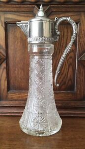 Vintage Italian Ornate Silver-Plated Glass Claret Jug, Made By Raimond Italy