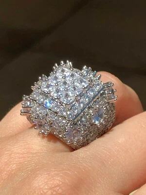 Men's Bling 8ct CLARITY Pinky RING 14k Gold Finish ICY HIP-HOP Pinkie Size 7-12 - Image 1 of 4